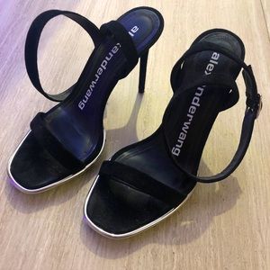 AlexanderWang Cady Metallic-trimmed Suede Platform